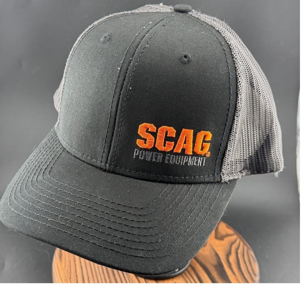 Scag Power Equipment-Trucker Hat, Black Grey, Mesh Snapback Cap, NEW